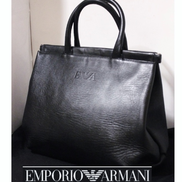 Emporio Armani Handbags - Auth Emporio Armani Logo Front Tote Bag